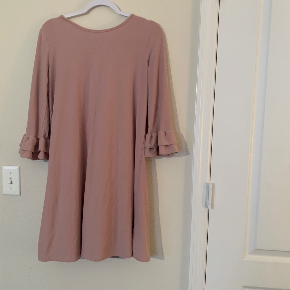 Pink Rose Vintage Blush 3/4 Sleeve Soft Dress